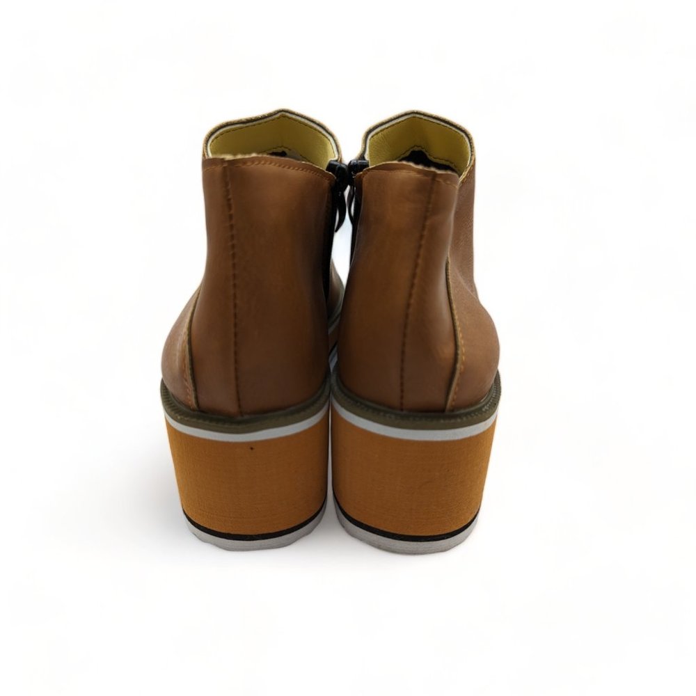 Tan Platform Zip-up Women's Booties Size 8 NEW - Picture 3 of 7